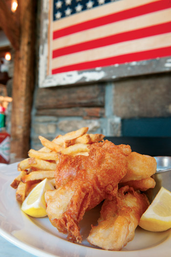 Plate of beer-battered cod and hand-cut fries